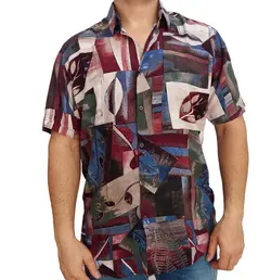 پیراهن هاوایی مردانه طرح برگ