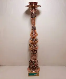 قلیان مسی گل و مرغ 69سانت - صنایع دستی هنرکادو