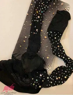 جوراب شلواری زنانه نگین دار فاق باز