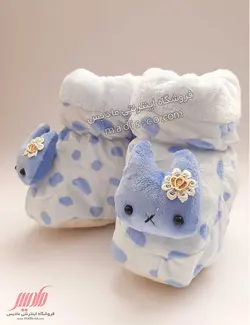 پاپوش دخترانه عروسکی خزدار آبی