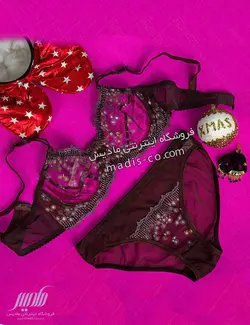 ست زنانه حریر گلدوزی دلنشین قهوه ای