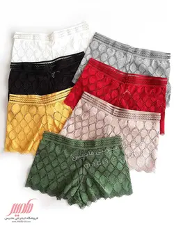 شورت زنانه گیپور نیم پا طرح برگ