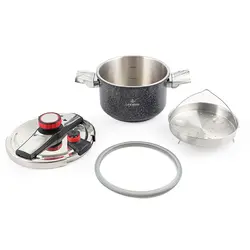 زودپز کلیپسی سه کاره روگازی دوقلو ٥ و ٧ لیتری لایف اسمایل مدل ZDS-5+7M