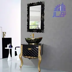 روشویی کابینتی صدف مدل ویشکا مشکی طلا