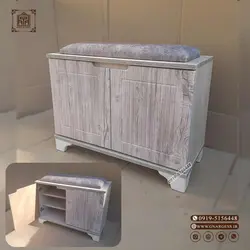 جاکفشی نیمکتی طوسی مدل کنسولی 2 درب ام دی اف