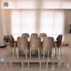 میز ناهارخوری 8 نفره چوبی بوگاتی چستری با میز ماهان