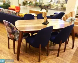 میز ناهارخوری 8 نفره چوبی بوگاتی چستری با میز ماهان