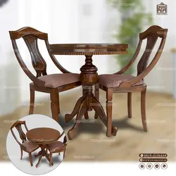 میز ناهارخوری چوبی 2 نفره کنگره دار عروس با صندلی اتریشی گیتاری چوب راش