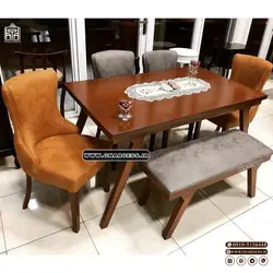 میز چوبی 6 نفره با صندلی ناهارخوری چستر مبلی