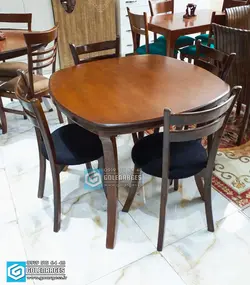 میز ناهار خوری چوبی دو نفره تیرکی طرح اسپانیایی سفید