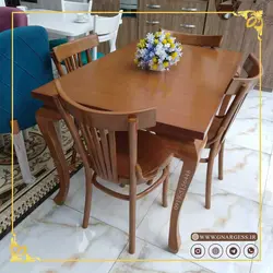 قیمت مدل های میز ناهارخوری 4 نفره چوبی با صندلی لهستانی کف بیضی