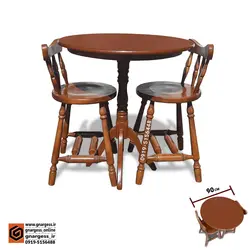 میز ناهارخوری خراطی چوبی 2 نفره با میز آرزو