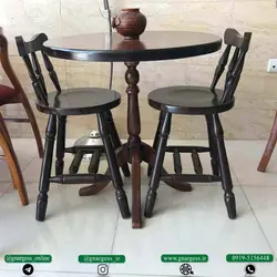 میز ناهارخوری خراطی چوبی 2 نفره با میز آرزو