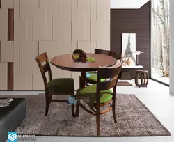 میز ناهار خوری سه نفره با صندلی چوبی دو تیر پهن