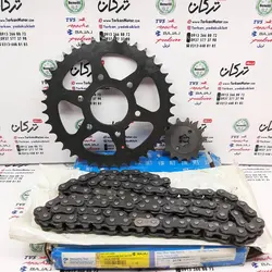 ست دنده ( طبق ) زنجیر جلو و چرخ عقب همراه با زنجیر موتور پالس NS 200 ان اس و RS ار اس اصلی
