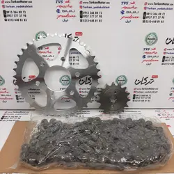 ست دنده ( طبق ) زنجیر جلو و چرخ عقب همراه با زنجیر موتور پالس NS 200 ان اس و RS ار اس کیفیت درجه 1