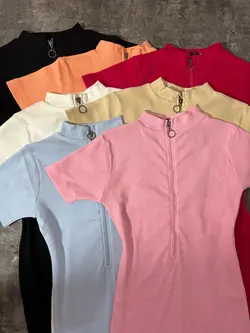 پیراهن کوتاه نیم زیپ(2374)