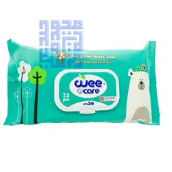 دستمال مرطوب کودک وی کر حاوی روغن زیتون و عصاره آلوئه ورا