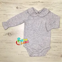 بادی کودک دخترانه آستین بلند یقه به به طوسی