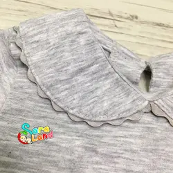 بادی کودک دخترانه آستین بلند یقه به به طوسی