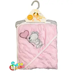 پتو دورپیچ کلاه دار ستاره ای طرح خرس و بادکنک