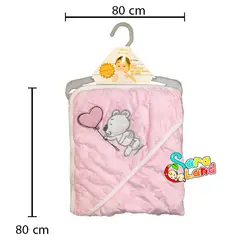 پتو دورپیچ کلاه دار ستاره ای طرح خرس و بادکنک