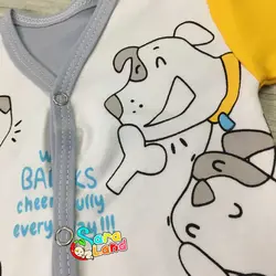 ست لباس تکه ای آویسا طرح سگ زرد و طوسی