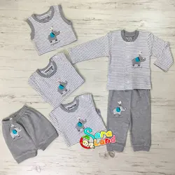 ست لباس تکه باز تینی تاپ طرح فیل و پرنده