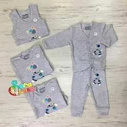 ست لباس تیکه ای ما نی نی طرح خرس جودون طوسی