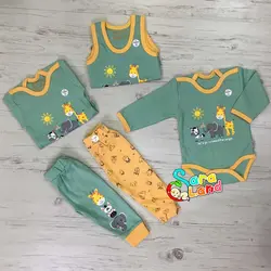 ست لباس تیکه ای ما نی نی طرح زرافه و فیل و گورخر