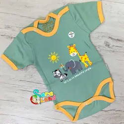 ست لباس تیکه ای ما نی نی طرح زرافه و فیل و گورخر