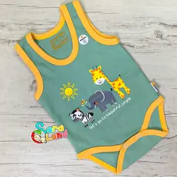 ست لباس تیکه ای ما نی نی طرح زرافه و فیل و گورخر