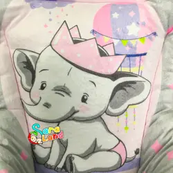 قنداق سوئیسی مخمل نوزاد طرح فیل و تاج