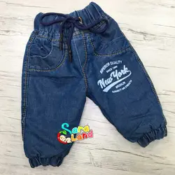 شلوار لی کودک لاینر دار داخل خز طرح نیویورک