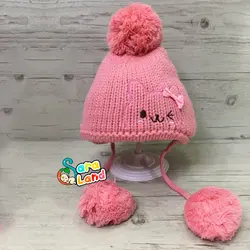 کلاه بافت نوزاد پوم دار طرح گربه و پاپیون برجسته