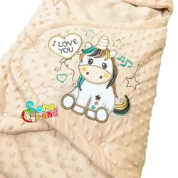 کیسه خواب نوزاد Ouldooz Bebek مدل حبابی طرح اسب تک شاخ نسکافه ای