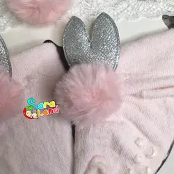 ست جوراب و هدبند دخترانه Little Gift طرح خرگوش پوم دار صورتی - سیسمونی سارالند