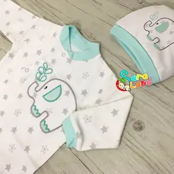 لباس بیمارستانی نوزاد 7 تکه گود مارک Good Mark طرح فیل سبزآبی - سیسمونی سارالند