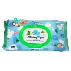 دستمال مرطوب کودک بی بی لند عصاره آلوئه ورا بسته 60 عددی - سیسمونی سارالند