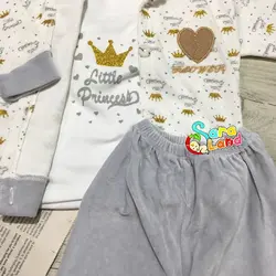 ست سویشرت و بلوز و شلوار طرح تاج مخمل - سیسمونی سارالند