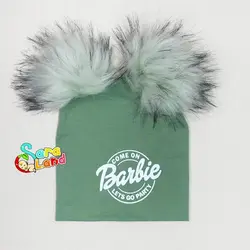 کلاه نوزاد پوم پوم رنگی طرح Barbie - سیسمونی سارالند