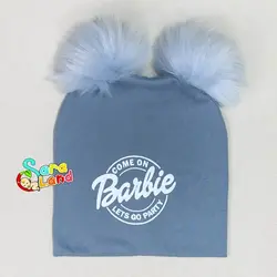 کلاه نوزاد پوم پوم رنگی طرح Barbie - سیسمونی سارالند