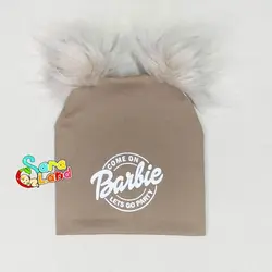 کلاه نوزاد پوم پوم رنگی طرح Barbie - سیسمونی سارالند