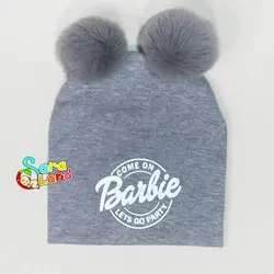 کلاه نوزاد پوم پوم رنگی طرح Barbie - سیسمونی سارالند