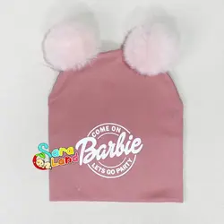 کلاه نوزاد پوم پوم رنگی طرح Barbie - سیسمونی سارالند