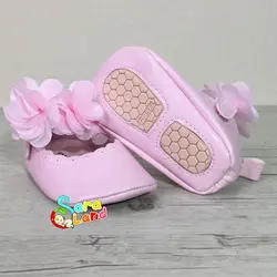 پاپوش نوزاد دخترانه گل دار صورتی - پوشاک و سیسمونی سارالند