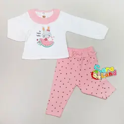 ست بلوز و شلوار یلدایی نوزاد طرح خرگوش و هندوانه - پوشاک و سیسمونی سارالند