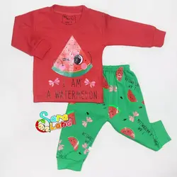 بلوز و شلوار یلدایی نوزاد طرح هندوانه پاپیون - پوشاک و سیسمونی سارالند