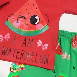 بلوز و شلوار یلدایی نوزاد طرح هندوانه پاپیون - پوشاک و سیسمونی سارالند