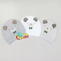 ست کلاه و دستکش و پاپوش نوزادی طرح خرس و پاپیون